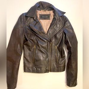 Brown Black Rivet Leather Jacket Size S